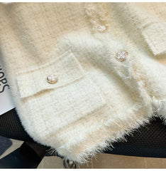 Lunivop Glittery Knit Ves for Women Soft Fuzzy Button-Down Pocket Sleeveless Plaid Jacket Coat Fall Winter Luxury Outfit