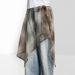 Lunivop  Layering Mesh Vintage Spice Girls Skirt One-piece Print All-match Casual Slim Faldas Sweet Fresh Irregular Fart Curtain