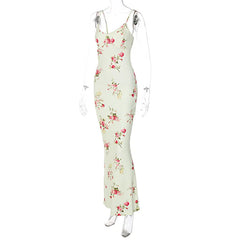 Lunivop  Sexy Y2K Clothes Floral Print Sleeveless Backless Bodycon Maxi Dresses for Women Club Birthday Party Elegant Outfit