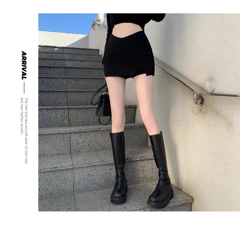Lunivop High-waisted Black Bodycon Skirt Sexy Slimming Mini Dress New 2024 Spring Women's Fashion Korean Style Ultra-pure Desire