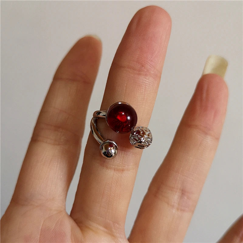 Lunivop Liquid Irregular Red Crystal Heart Pearl Star Rings Women Y2K Gothic Animal Ring Aesthetic Creative Grunge Jewelry Accessories