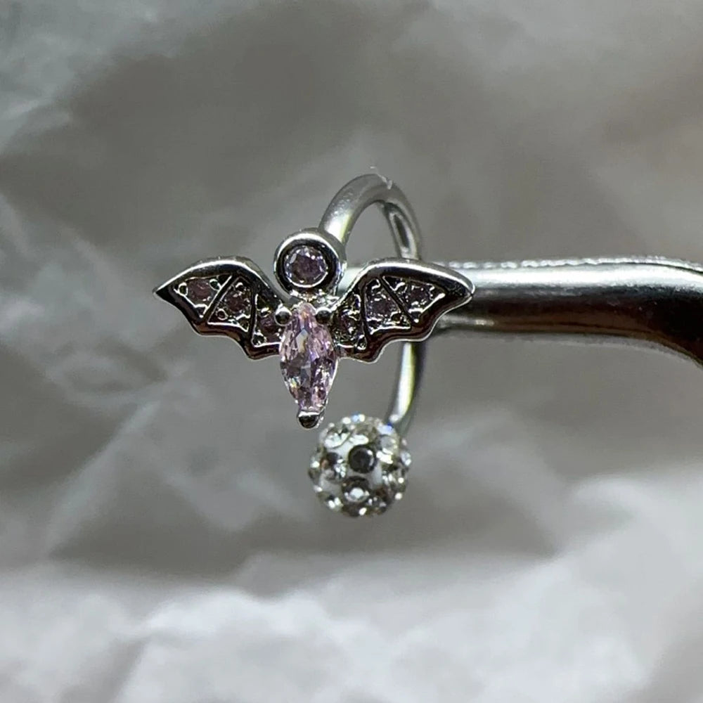 Lunivop  1pc Punk Cool Bat Lip Ring C-shaped Stainless Steel Zircon Labret Piercing Lip Ring Cartilage Fashion Body Jewelry Gifts