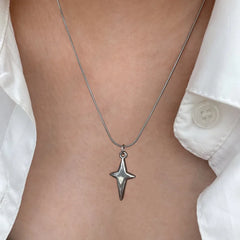 Lunivop Korean Style Four-Pointed Star Pendent Necklace Simple Girl Clavicle Chain Trendy Girl Wedding Choker Fashion Jewelry Party Gift