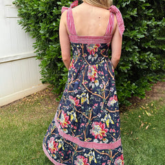 Lunivop  Lamuusaa Women Floral Dress y2k Clothes Summer Stripes Patchwork Sleeveless Tie-up A Line Long Dress 2000s Beach Party Dresses the dress black dress white dress