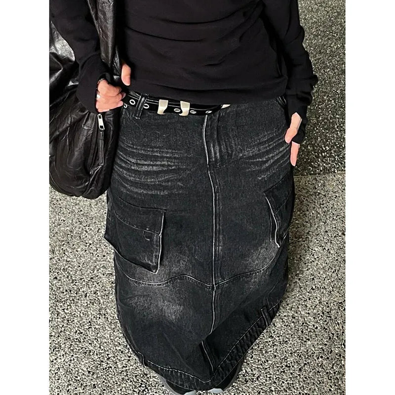 Lunivop Women Black Gothic Skirt Fashion Korean A-Line Skirt Vintage Harajuku Streetwear 90s Y2k Emo 2000s Elegant Skirt Trashy Clothes