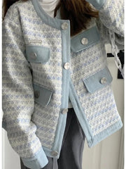 Lunivop Fall Women Sweet Tweed Jacket Vintage Casual Long Sleeve Elegant Coat French Cute O Neck Women Fall Winter Retro Tops New