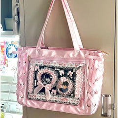 Lunivop  Sweet Lolita Pink Ita Bag Women Japanese Transparent Large Capacity Tote Bag Ladies Harajuku Kawaii Handbag Aesthetic