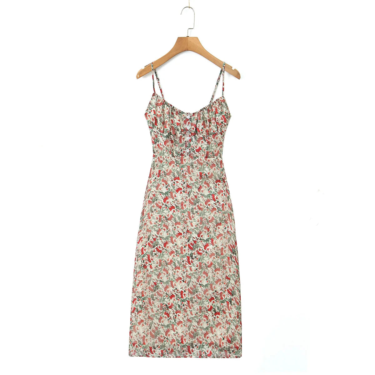 Lunivop  Summer Ruched Chest Flower Print Backless Sling Dress Holiday Woman Adjust Spaghetti Strap Dresses Beach Holiday Robe Vestidos