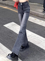 Lunivop  Female High Waist Streetwear Bell Bottom Jeans Women Vintage Denim Flare Pants Girls Gothic Y2k Gray Boot Cut Trousers Plus Size