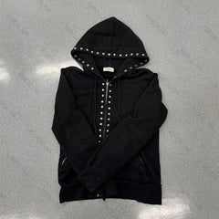 Lunivop  American Retro Gothic Rivet popular Casual High street trendy fashion hooded subculture comfortable versatile zipper sweatshirts