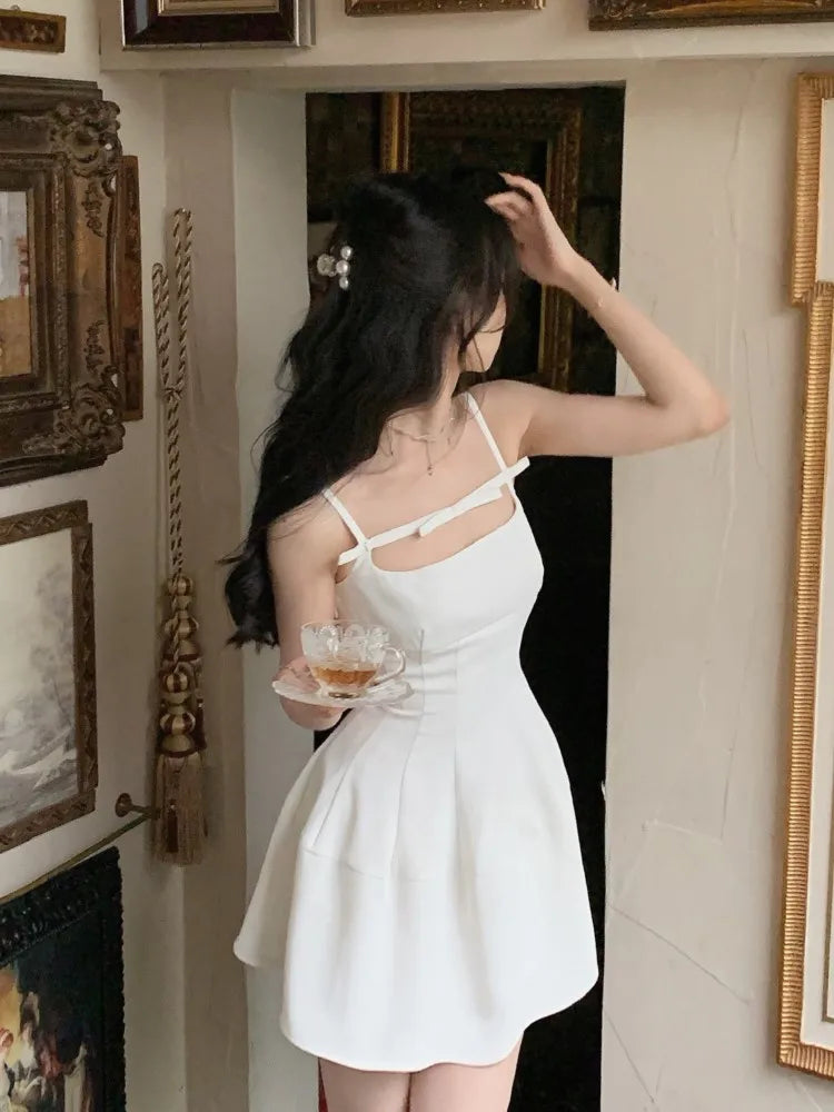Lunivop  Summer Y2K Spaghetti Strap Evening Party Dresses Solid Elegant Sleeveless Sexy A-line Short Dress One Piece Vestido Mujer