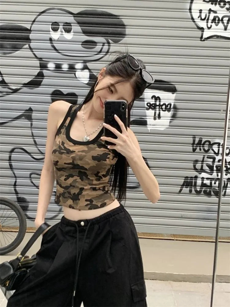 Lunivop  American Camouflage Camisole Vest for Women Sweet Cool Slim Fit Sleeveless Tops Mujer 2025 Summer New Cotton Tank Top