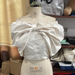 Lunivop  Sexy Big Bow Women Top Party Solid Slash Neck Pleated Patchwork Sleeveless Female Vest Summer Holidays Lady Blouses