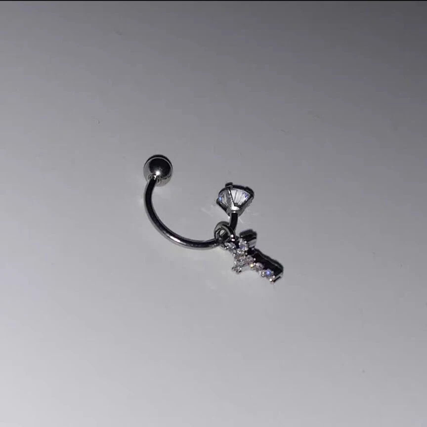 Lunivop Sweet Cool Stainless Steel Cross Moon Piercing Cartilage Stud Earrings for Women Girls Hiphop Punk Party Cosplay Jewelry