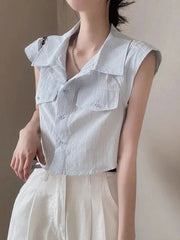 Lunivop  Cropped Flying Sleeve Shirt Women Sexy Slim Korean Elegant Blouse Casual Design Sweet Female Summer Vintage New Short Tops