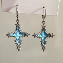 Lunivop Goth Punk Colorful Irregular Thorn Cross Pendant Earrings For Women Egirl Aesthetic Jewelry EMO Charm Vintage Scene Accessories