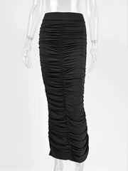 Lunivop  Spring Summer Fashion New High Waist Ruched Skirt Sexy Tight Back Split Mid Length Skirts Women Clothing Party Wear