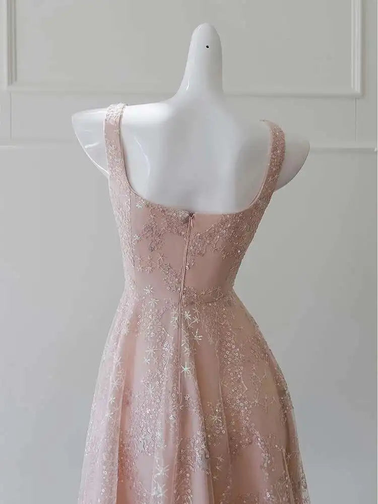 Lunivop Sequins Spliced Women's Dresses Long Sleeve High Waist Sling Sleeveless Elegant Evening Mesh Dress 2025 New Clothing