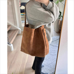 Lunivop  Commuter Underarm Bags Retro Single Shoulder Crossbody Large Capacity Faux Suede Tote Bag for Men and Women