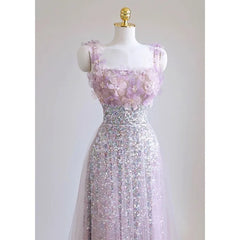 Lunivop  Pink Purple Women's Evening Party Dresses Palace Style Sequin Fairy Sling Appliques Banquet Sparkling Gown Prom Dress Vestidos