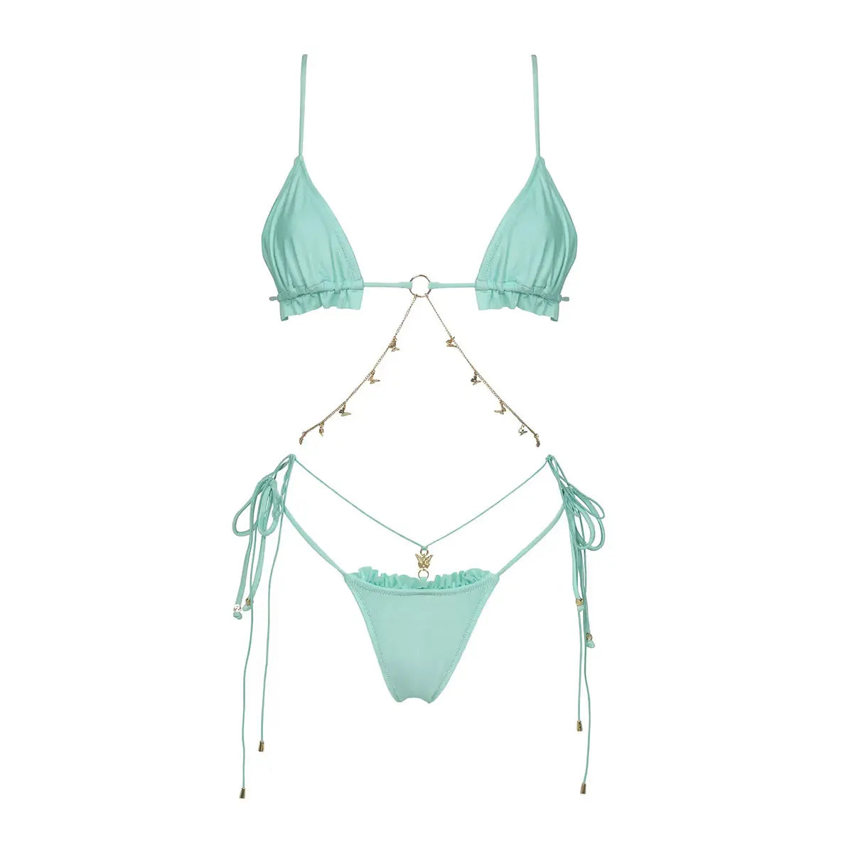 Lunivop   One Piece Swimsuit With Chain Sexy Women Bikini Cut Out Swimwear Female Bandeau Biquini Push Up Bathing Suits Beachwear