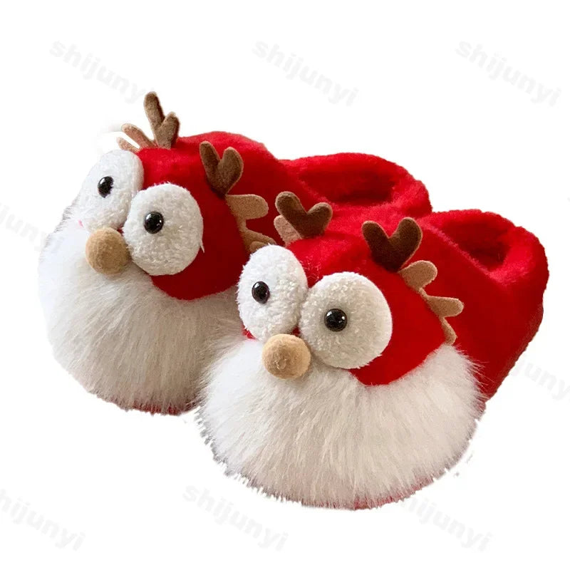 Lunivop Plush Home Slippers for Women Winter New Creative Cute Christmas Cotton Slippers Ladies Faux Fur Slides Zapatos De Mujer