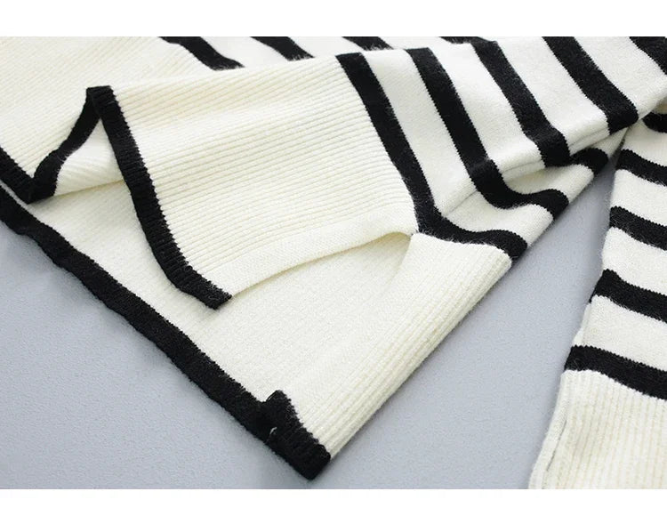 Lunivop Women Striped Sweater Soft Warm Loose-fit O-Neck Long Sleeve Knitted Pullovers Sweater Jumper Autumn Winter Casual Chic Top