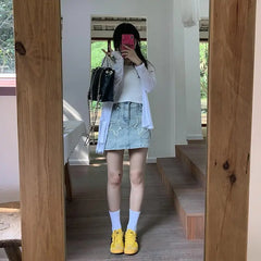 Lunivop  Y2k Mini Skirts Women Denim Lace-up Poskets Single All-match Fashion Sexy Hotsweet Simple A-line High Waist Slim Skirt