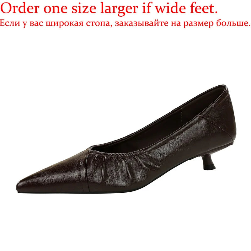 Lunivop  Women New Comfortable 3cm Low Heels Leather Pumps Lady Elegant Concise Burgundy Shoes Female Fashion Daily Casual Slip On Shoes