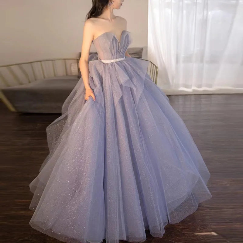 Lunivop  Purple Fluffy Skirt New Evening Dress Banquet Femininity Is Simple and Generous Formal Dress Women Elegant Evening Dresses