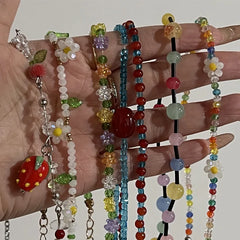 Lunivop Bohemia Colorful Beads Chain Choker Necklace Trendy Small Flower Accessory for Women Men Girls Jewelry Gift