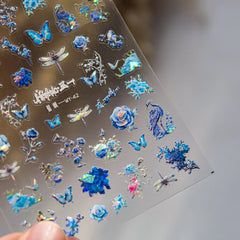 Lunivop  Jelly Black Wings Feather Shiny Purple Wing Butterfly Soft Self Adhesive 5D Nail Art Decoration Sticker Manicure Decal Tool DIY