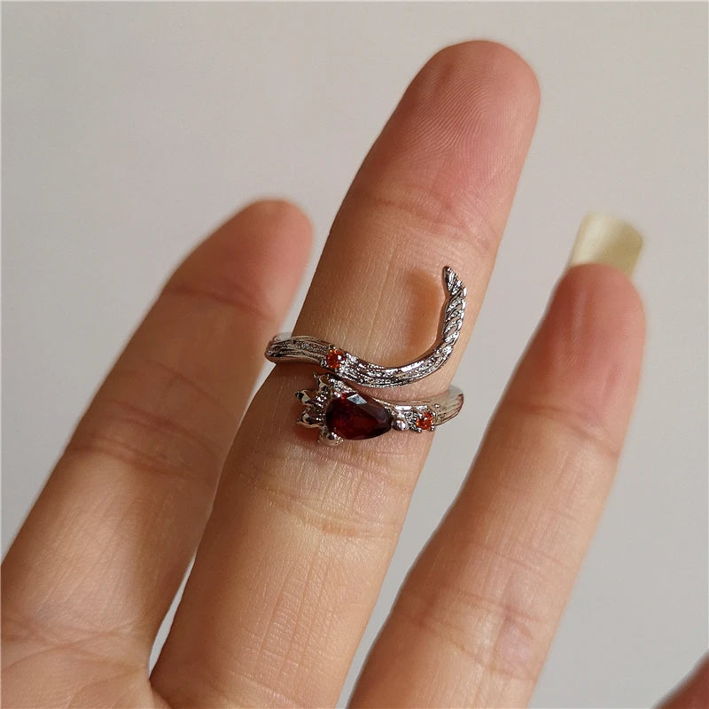 Lunivop Liquid Irregular Red Crystal Heart Pearl Star Rings Women Y2K Gothic Animal Ring Aesthetic Creative Grunge Jewelry Accessories