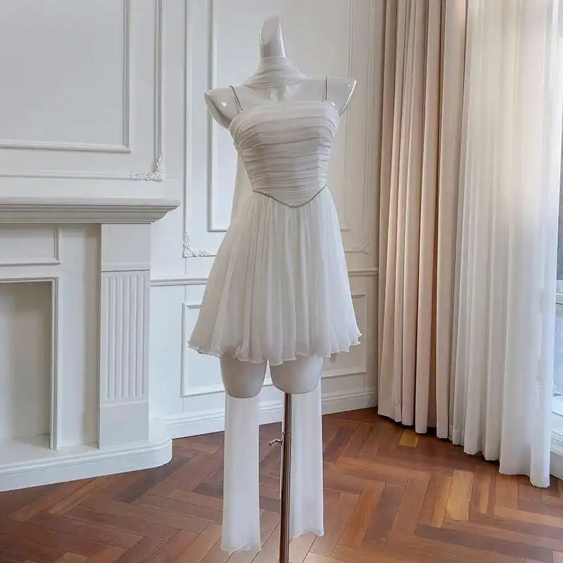 Lunivop One Shoulder Strapless Dress For Women Slimming Cinched Waist Beach Vacation Dresses Female 2025 Spring