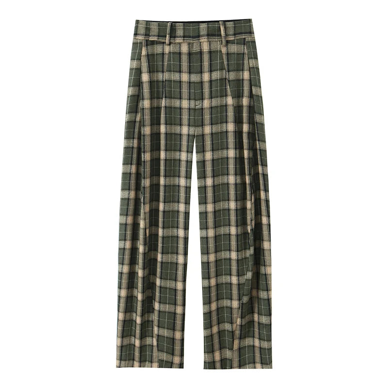 Lunivop  Plaid Wide Leg Pants for Women Mid Waist Loose Pants Woman Streetwear Casual Women's Pants Holiday Vintage Trousers Womens