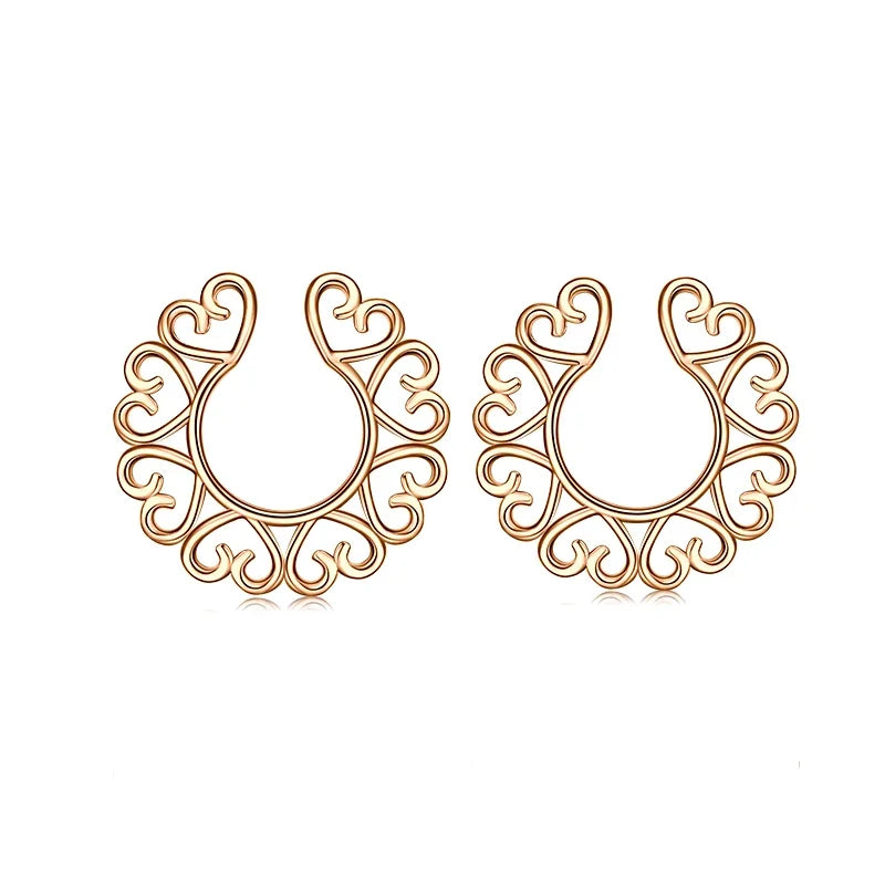 Lunivop  2Pcs 316L Stainless Steel Adjustable Nipple Ring for Women Nipple Shield Clip On Nipple Rings Fake Nipple Piercing Jewelry