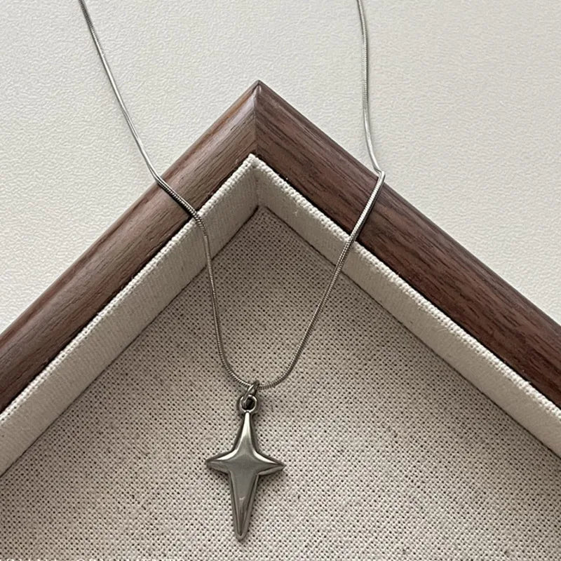 Lunivop Korean Style Four-Pointed Star Pendent Necklace Simple Girl Clavicle Chain Trendy Girl Wedding Choker Fashion Jewelry Party Gift