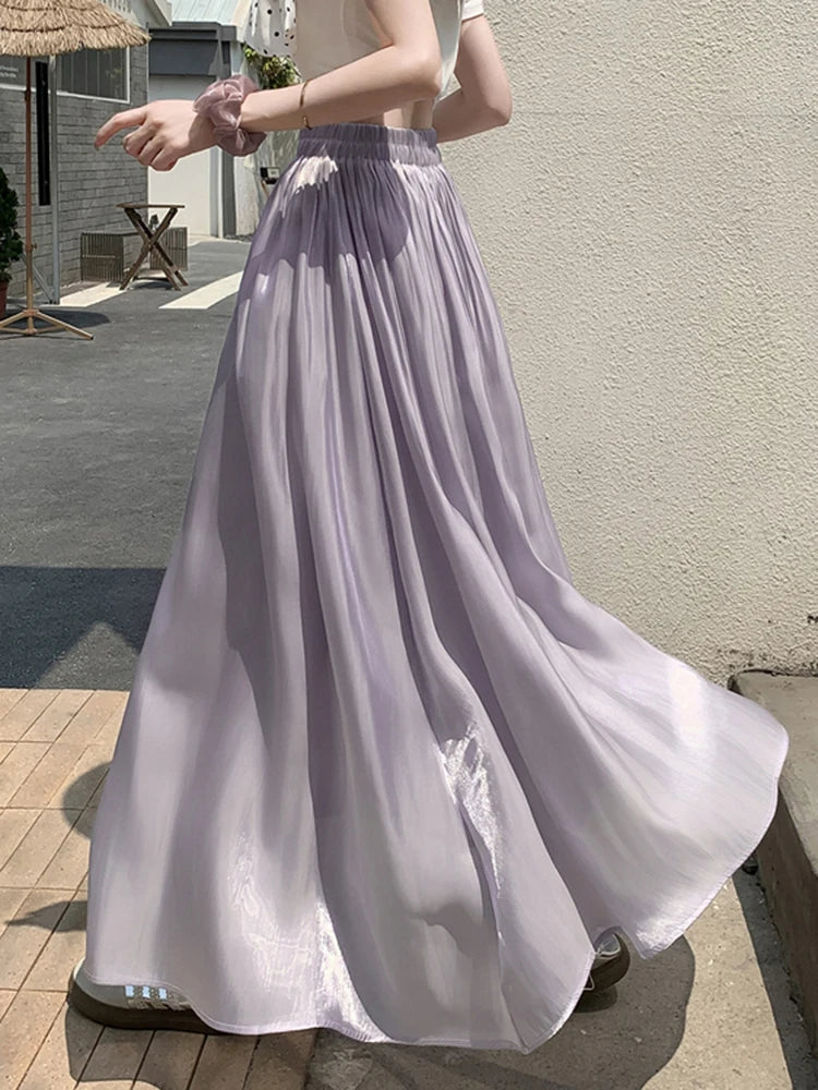 Lunivop  Casual Loose Black Long Skirt Women Fashion High Waist Sweet Skirts Summer Chic Sweet Female Simple Korean Long Skirts New