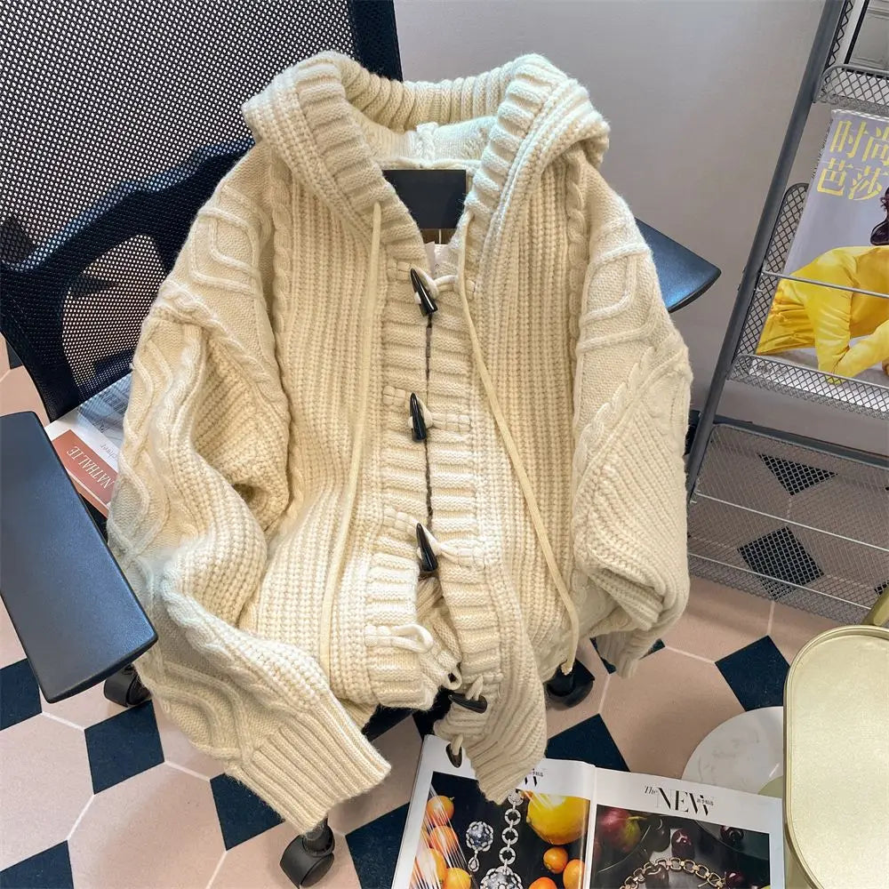 Lunivop  Hooded Cardigans Women Harajuku Pure Vintage Gentle Autumn Soft Leisure Streetwear Students Young Simple Sweaters Korean Style