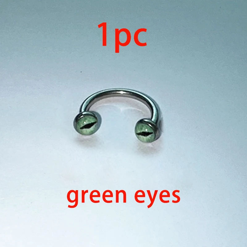 Lunivop 1PC C Shape Lip Ring For Women Men Drip Oil Round Green Eye Stainless Steel Daith Earrings Punk Y2K Accessories Body Jewelry