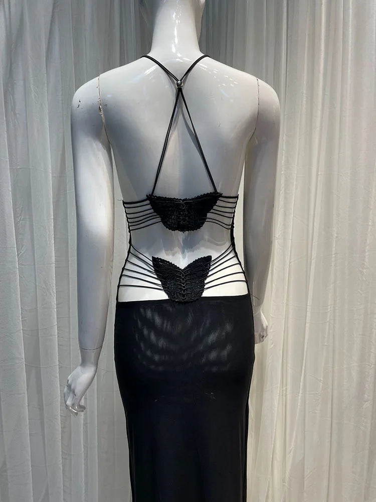 Lunivop Fashion Women Dress Sleeveless V Neck Backless Butterfly Female Summer Beach Vacation Party Dresses New Tide