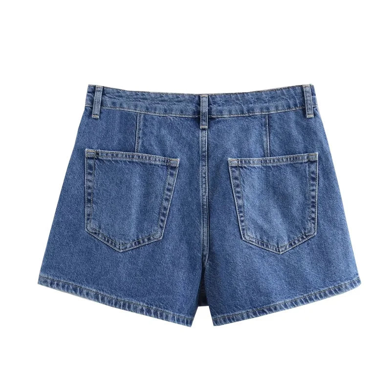 Lunivop Blue Denim Shirt Woman Short Sleeve Cropped Shirt Women Summer Short Tops Woman Streetwear Y2k Stylish Women's Blouses