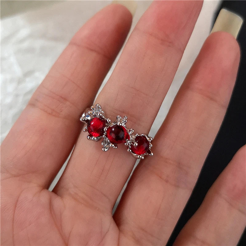 Lunivop Irregular Red Crystal Glass Heart Aesthetic Rings For Women Y2K Gothic Animal Spider Ring Creative Grunge Jewelry Accessories