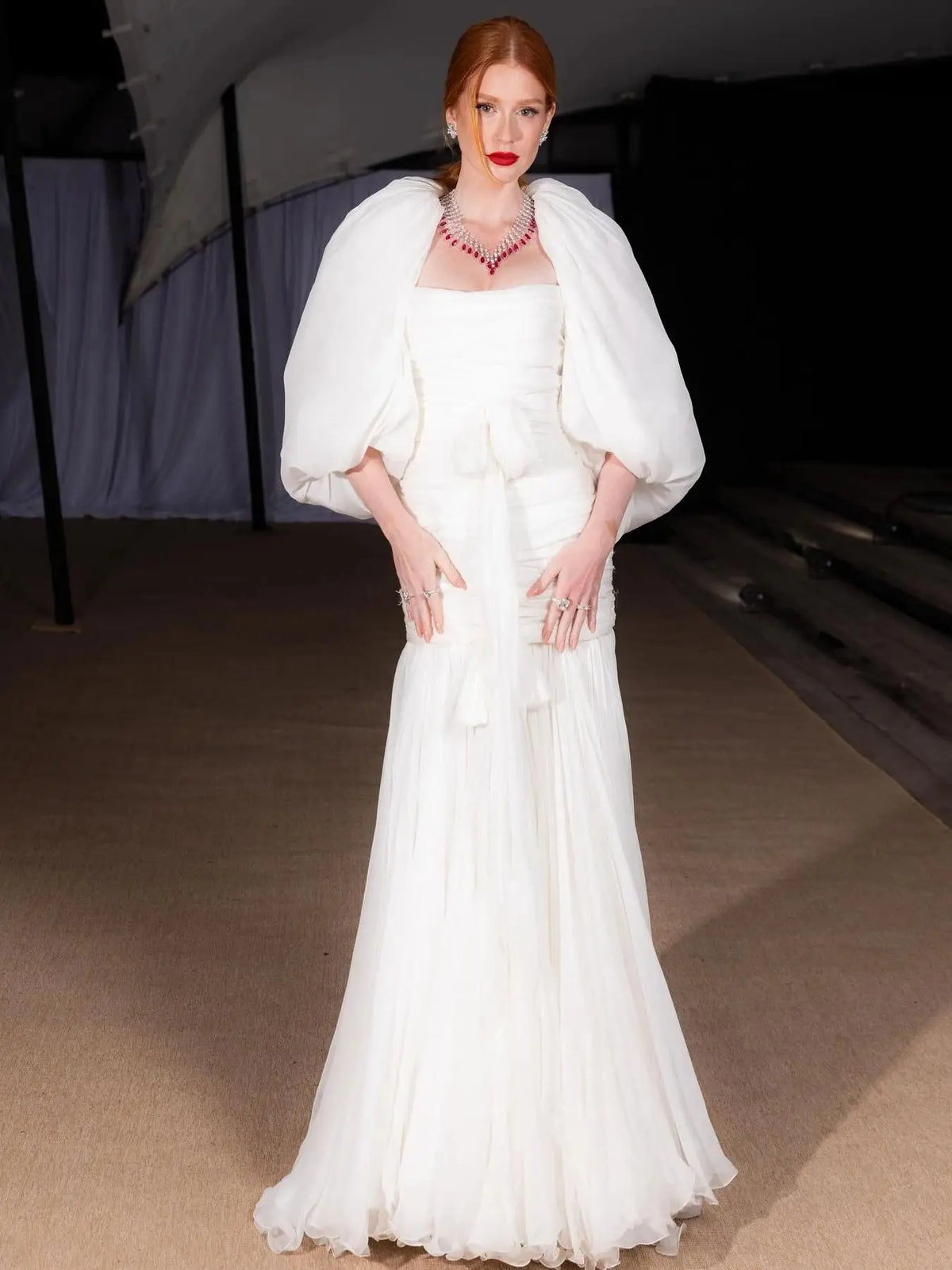 Lunivop High Split Crepe Long A-line Wedding Dress For Women Puff Sleeve Bride Beach Scoop Neck Chiffon Mermaid Bridal Gowns