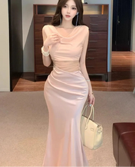 Lunivop  Dresses Women Sexy Slash Neck Patchwork Off Shoulder Vintage Fashion Elegant Mermaid Dress Party Female Fashion Cocktail
