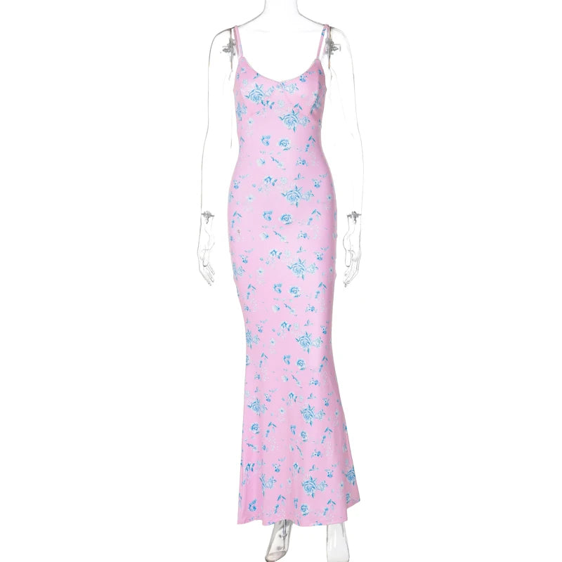 Lunivop Floral Print Sleeveless Bodycon Long Women'S Dresses Summer Vacation Party Y2K Fashion 2024 Casual Clothes
