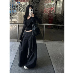Lunivop  Y2k Fake Two Piece V-neck All-match Shirts Women See Through Mesh Black Blusas Mujer 2025 Spring New Bottoming T-shirts