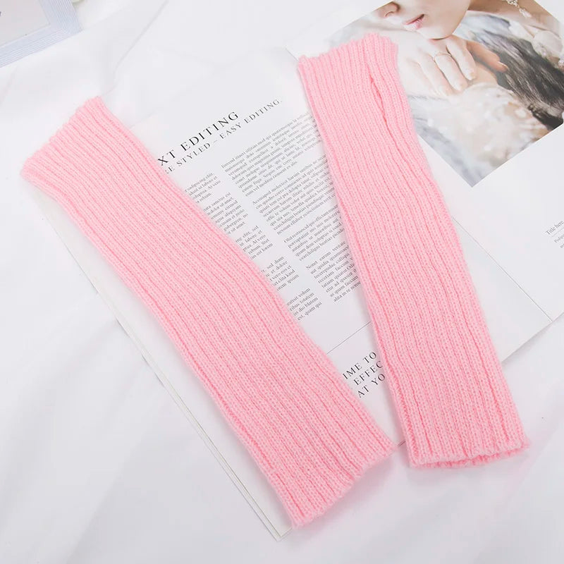 Lunivop Long Fingerless Gloves Women Mitten Winter Arm Warmer Kawaii Knitted Sleeve Soft Girls Anime Clothes Punk Gothic Lolita Gloves