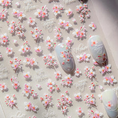 Lunivop  Blossoming Sakura Spring Petal Cherry Flowers Living Peach Branch 5D Nail Art Sticker Soft Relief Adhesive Chic Manicure Decals