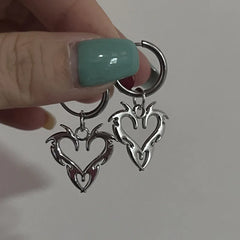 Lunivop Y2K Accessories Hoop Earrings Korean Fashion Thorn Heart Earrings for Women Punk Charm Jewelry Goth
